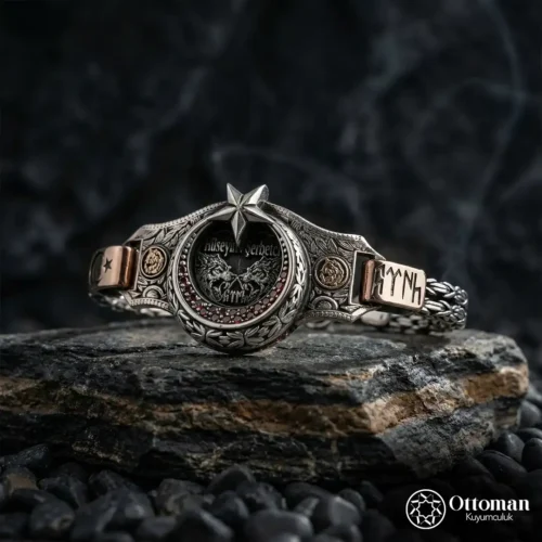 Ay Yıldız Gümüş Erkek Bileklik