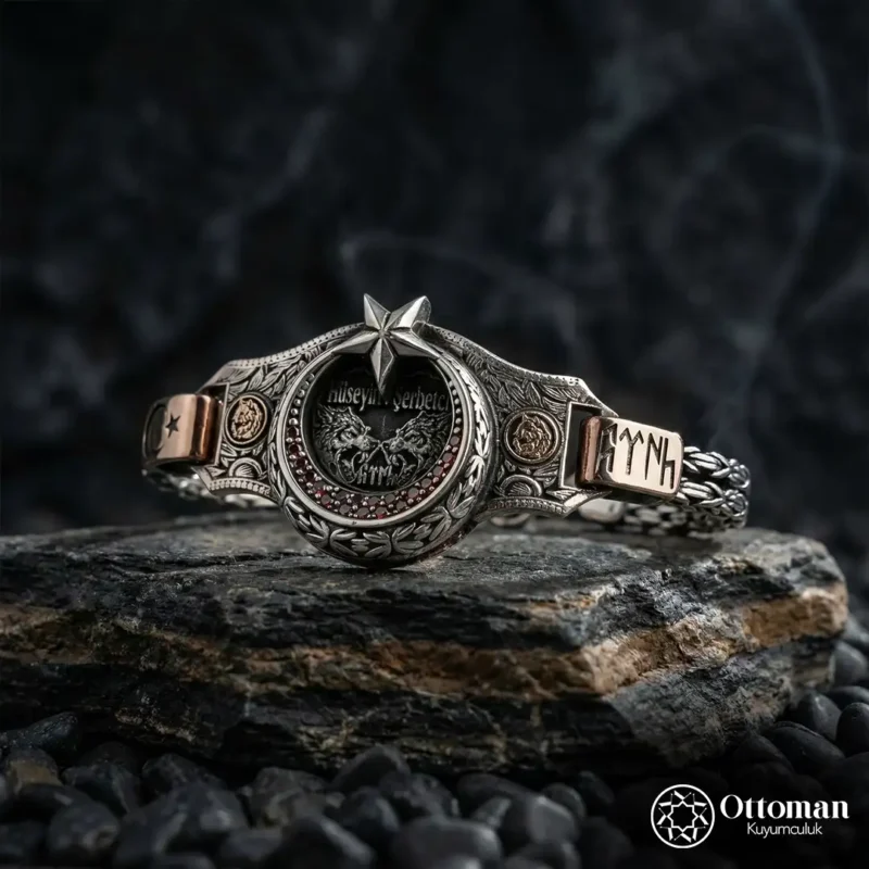 Ay Yıldız Gümüş Erkek Bileklik