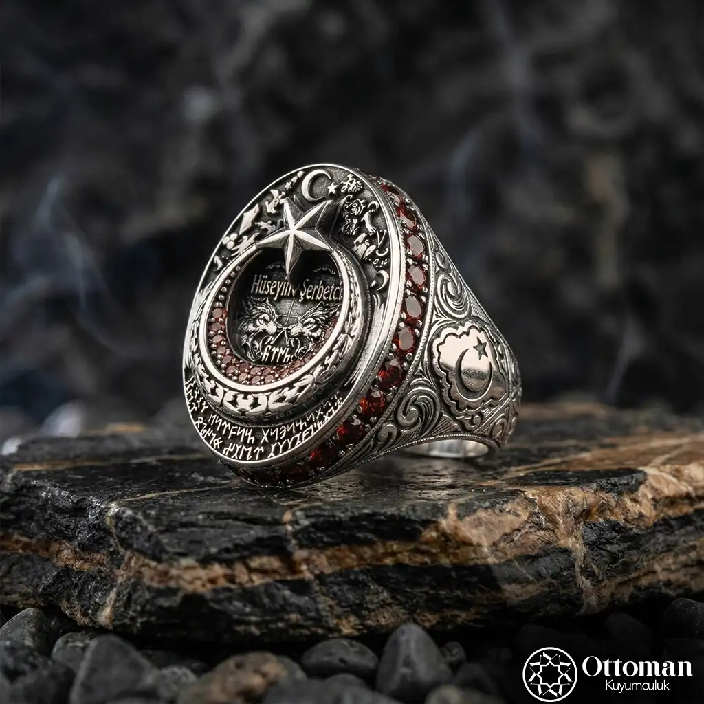 Star and Crescent Seri Silver Men's Ring