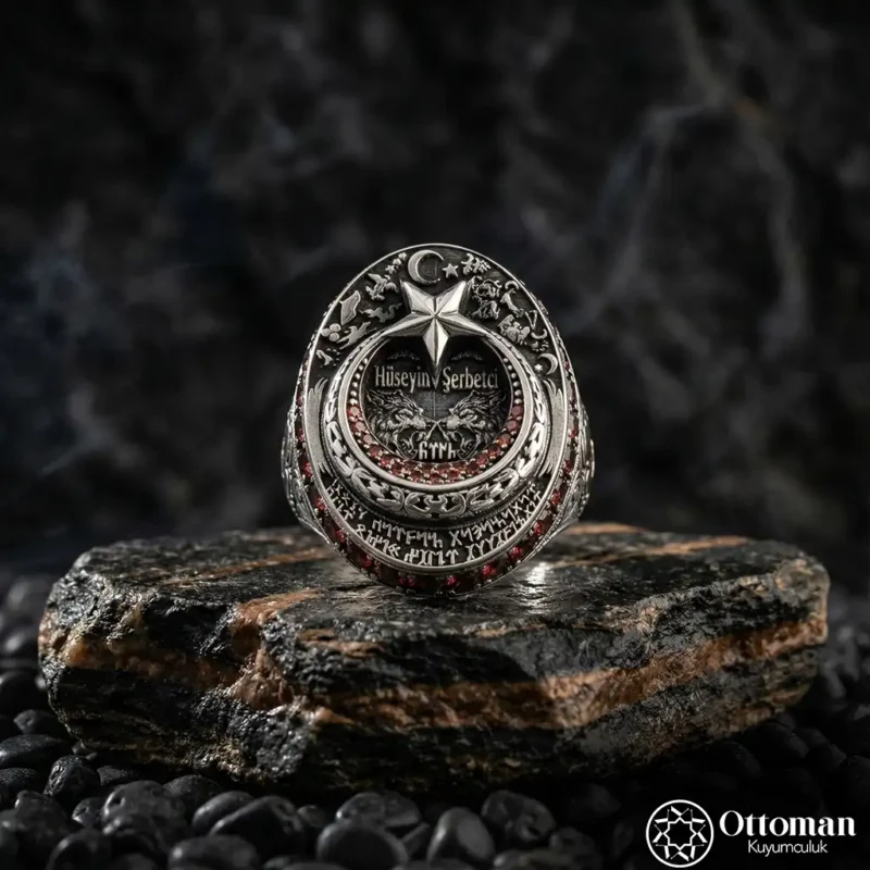 3 Ay Yıldız Seri Gümüş Erkek Yüzük