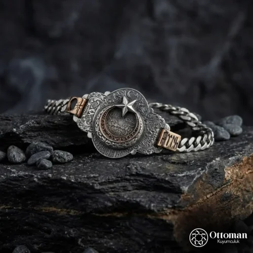 Ay Yıldız Seri Gümüş Erkek Bileklik