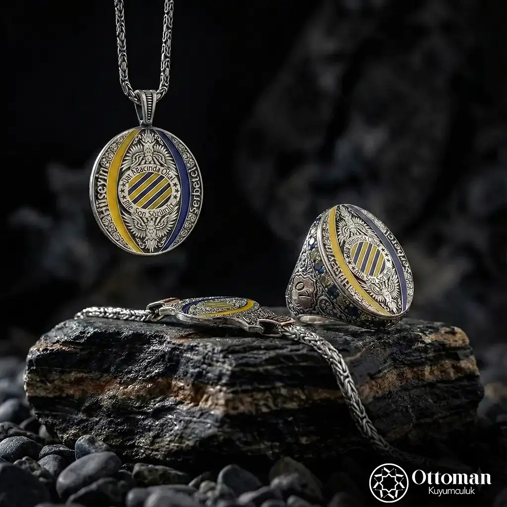 Personalized Triple Colored Silver Men's Jewelry Set