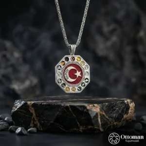 Kişiye Özel 16 Türk Devletli Gümüş Erkek Kolye