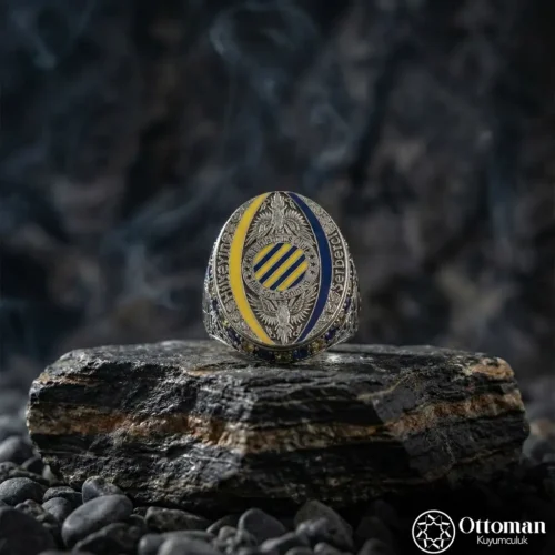 Kişiye Özel İsimli Renkli Gümüş Erkek Yüzük