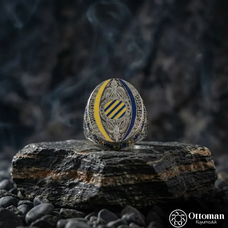 Kişiye Özel İsimli Renkli Gümüş Erkek Yüzük