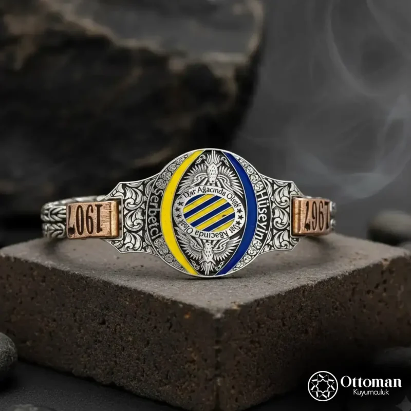 Kişiye Özel İsimli Üçlü Renkli Gümüş Erkek Takı Set