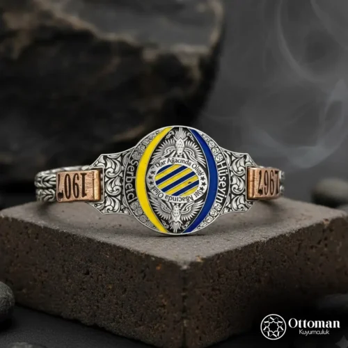 Kişiye Özel İsimli Renkli Gümüş Erkek Bileklik