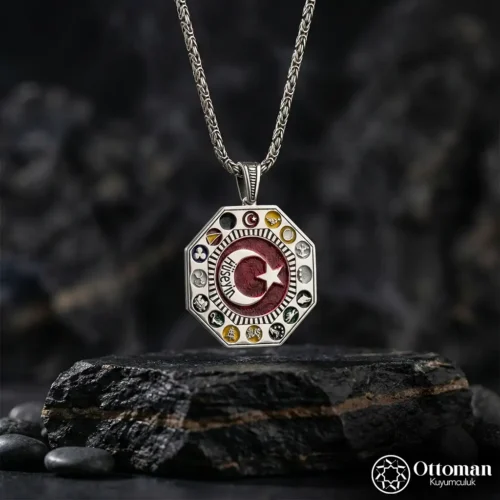 Kişiye Özel 16 Türk Devletli Gümüş Erkek Kolye