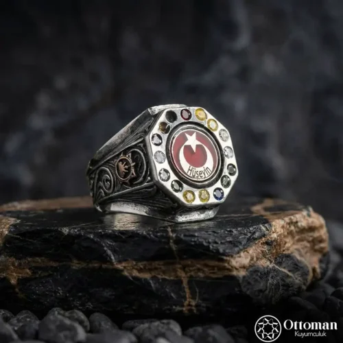 Kişiye Özel 16 Türk Devletli Gümüş Erkek Yüzük