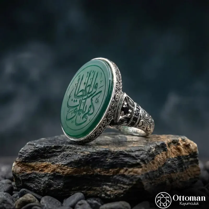 Akik Taşlı Gümüş Erkek Yüzük