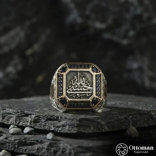 Kişiye Özel İsimli Hasbiyallah Yazılı Gümüş Erkek Yüzük