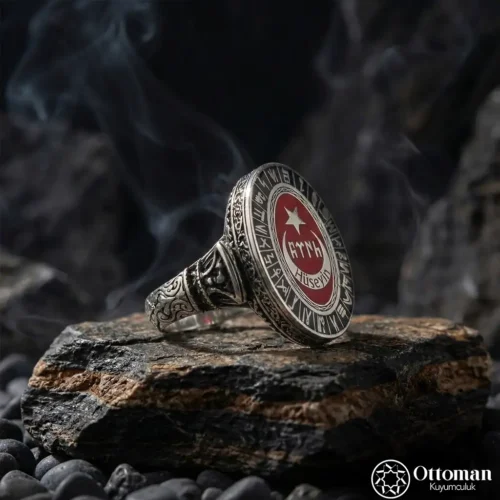 Şanlı Ay Yıldız Gümüş Erkek Yüzük