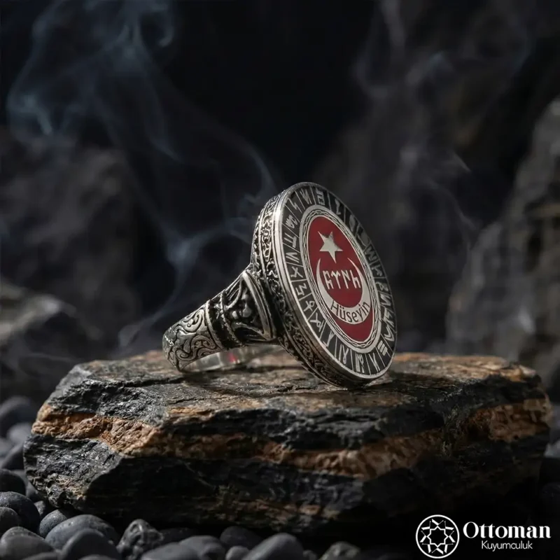 Şanlı Ay Yıldız Gümüş Erkek Yüzük