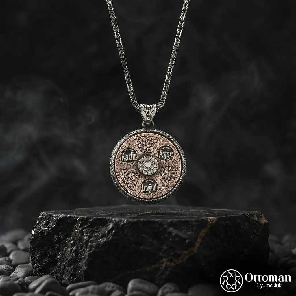 Asalet & Maneviyat Dönmeli Silver Medallion Necklace
