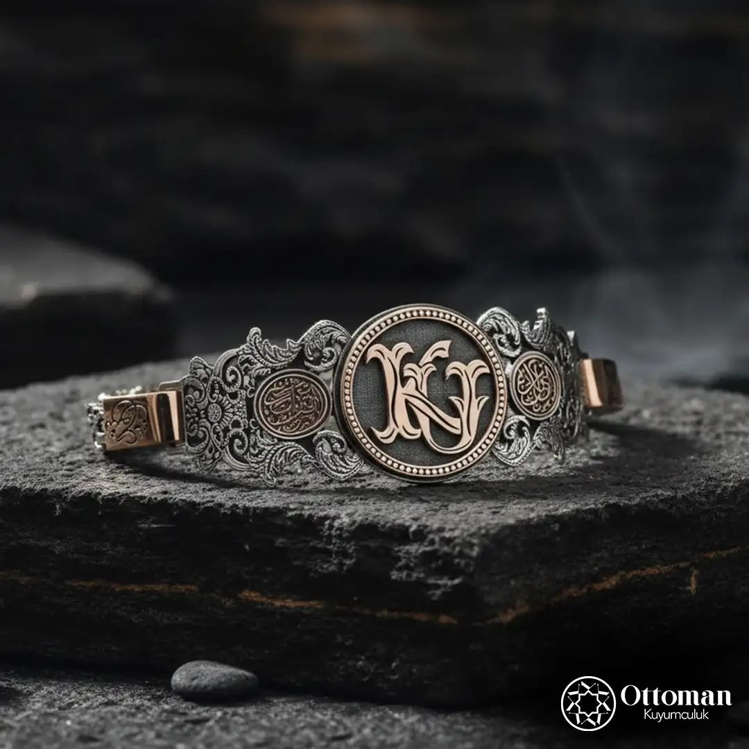 Personalized Initial Silver Men's Bracelet