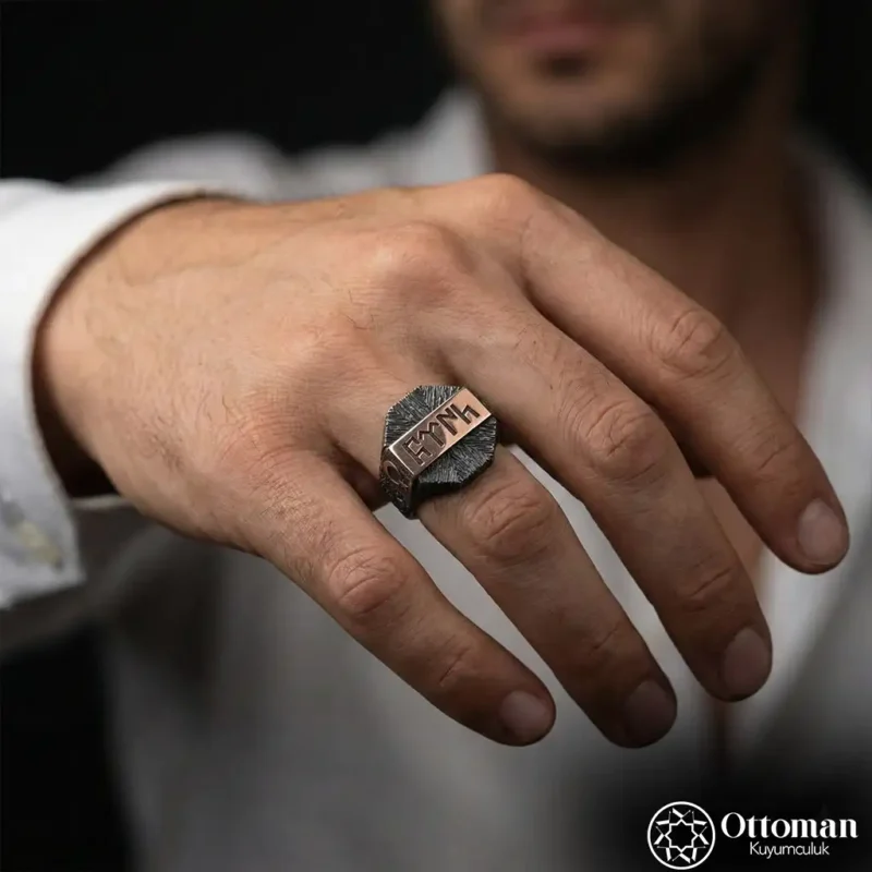 Göktürkçe Türk Yazılı Gümüş Erkek Yüzük