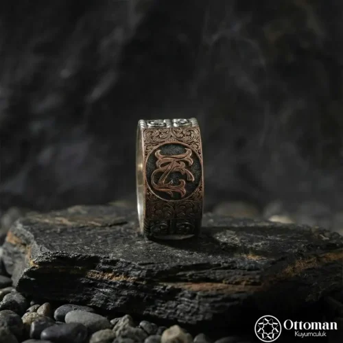 Kişiye Özel Çift Harfli Gümüş Erkek Yüzük