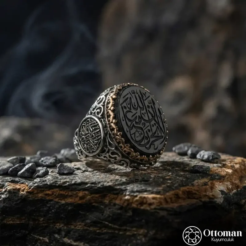 Akik Taşlı Gümüş Erkek Yüzük