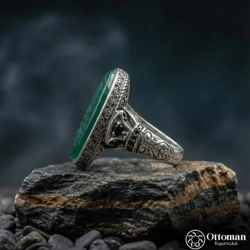 Akik Taşlı Gümüş Erkek Yüzük