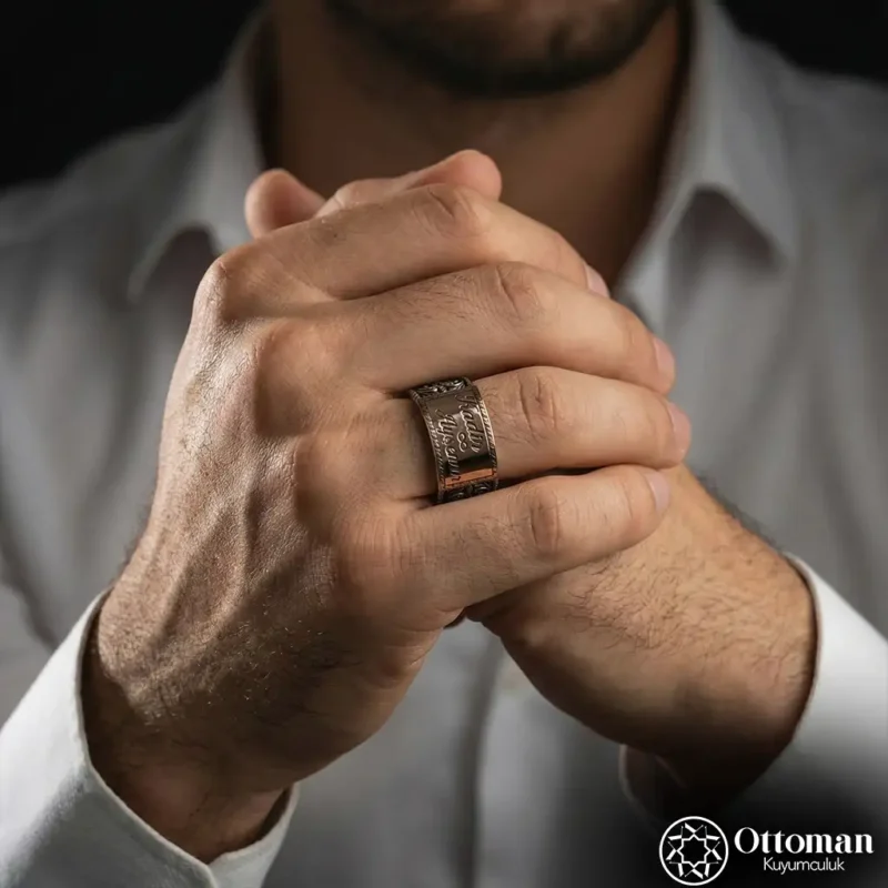 Kişiye Özel İsimli Gümüş Erkek Yüzük