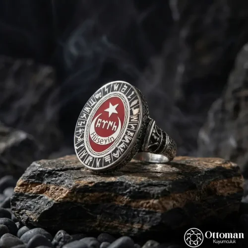 Şanlı Ay Yıldız Gümüş Erkek Yüzük