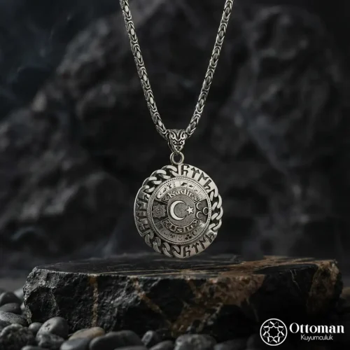 Kişiye Özel Çift Taraflı Gümüş Madalyon Kolye