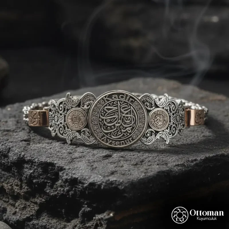Kişiye Özel İsimli Dualı Gümüş Erkek Bileklik