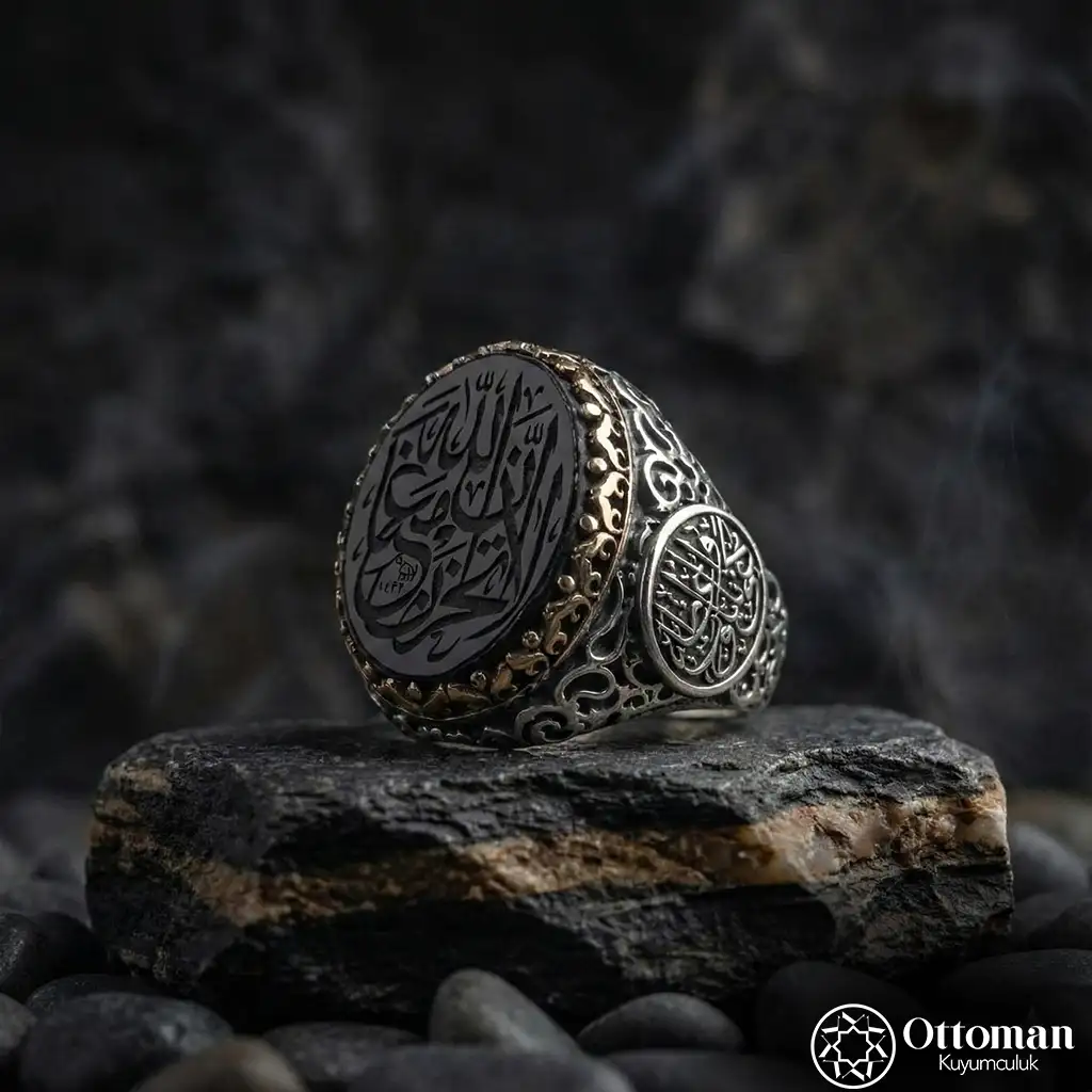 Agate Stone-set Silver Men's Ring