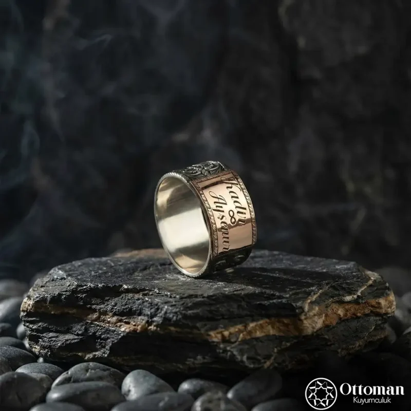 Kişiye Özel İsimli Gümüş Erkek Yüzük