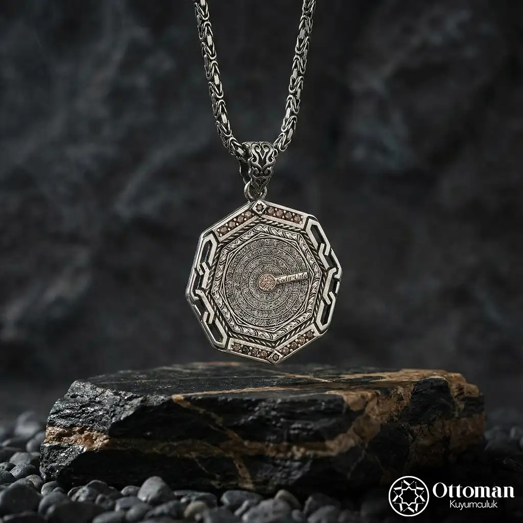 Personalized Koruma Prayer Personalized Silver Medallion Necklace