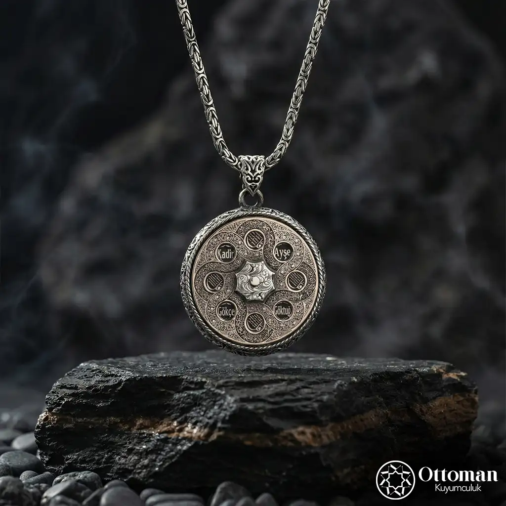 Personalized Sonsuz Anlam Double Sided Silver Necklace