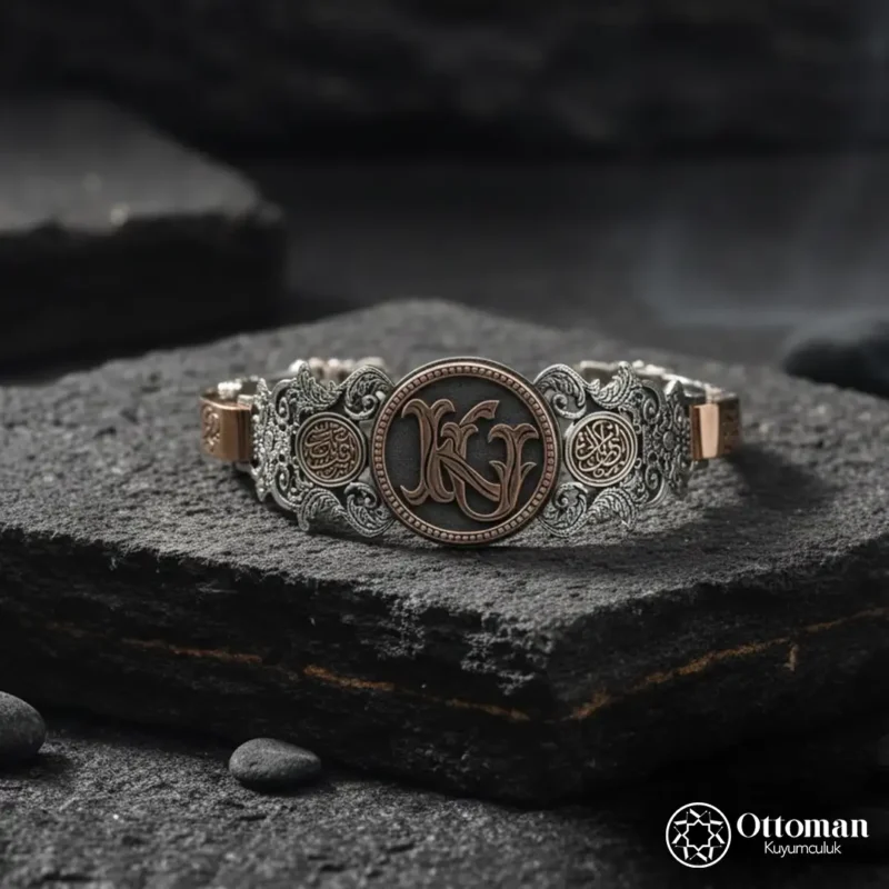 Kişiye Özel Harfli Gümüş Erkek Bileklik