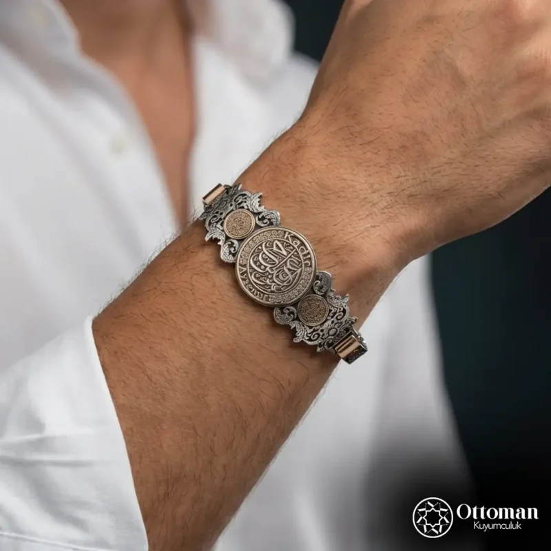 Kişiye Özel İsimli Dualı Gümüş Erkek Bileklik