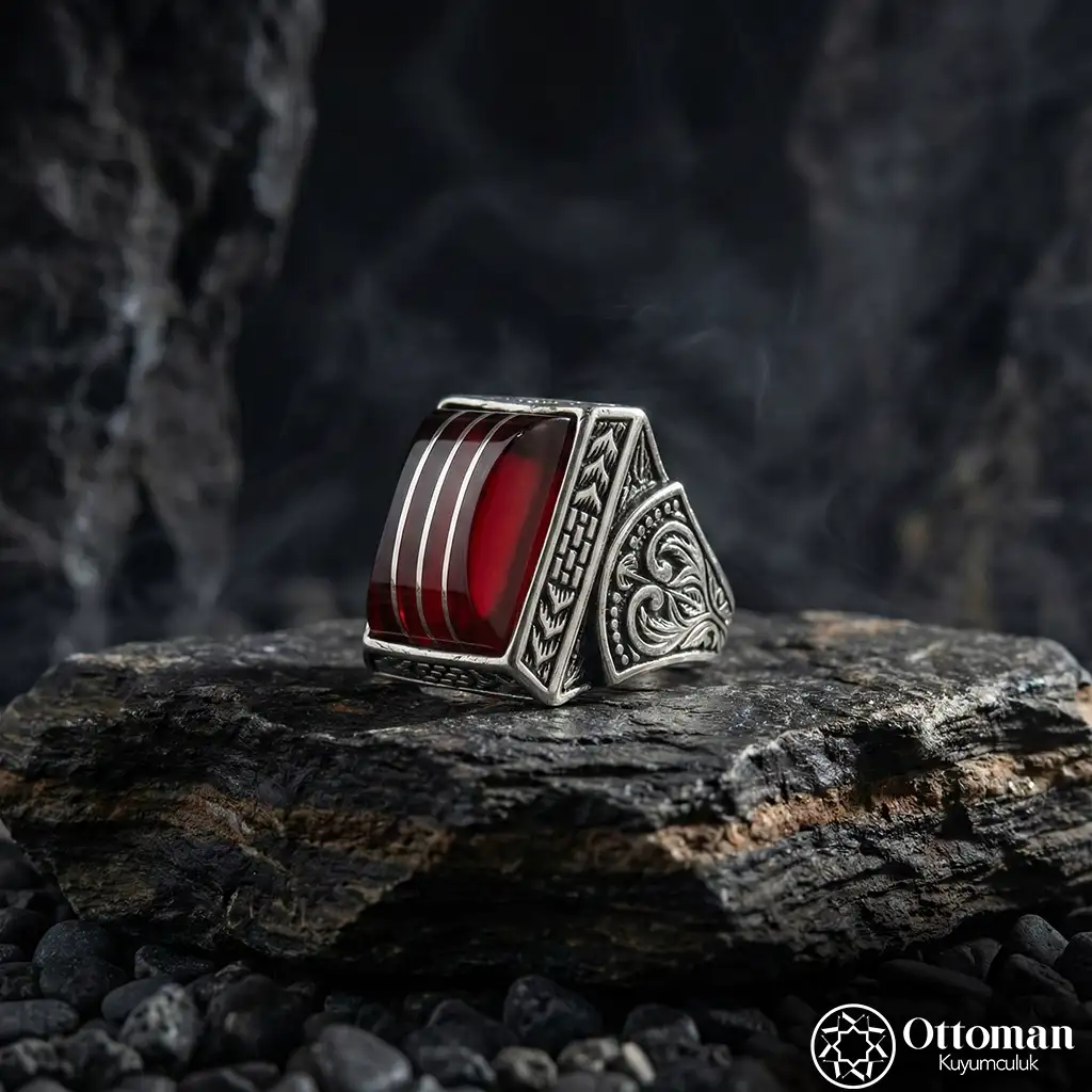 Amber Stone-set Yarma Silver Men's Ring