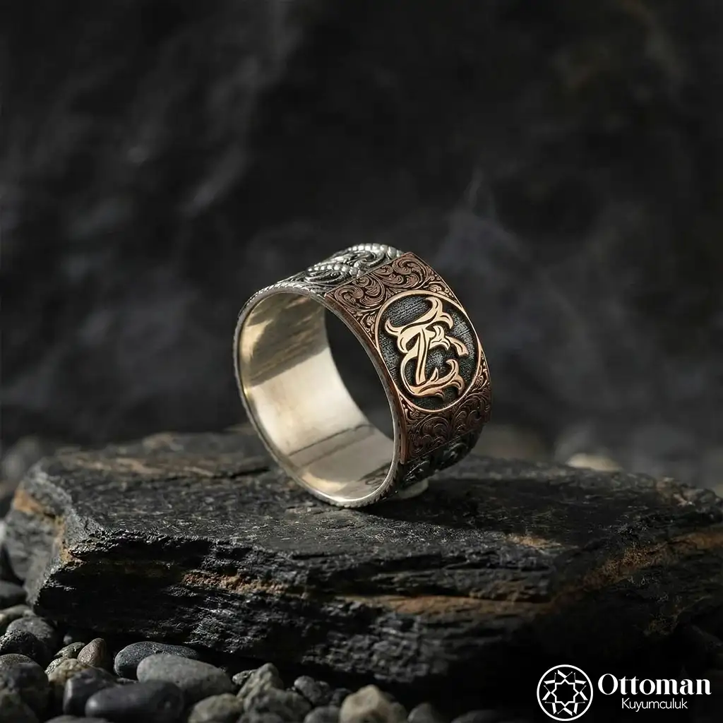 Personalized Double Initial Silver Men's Ring