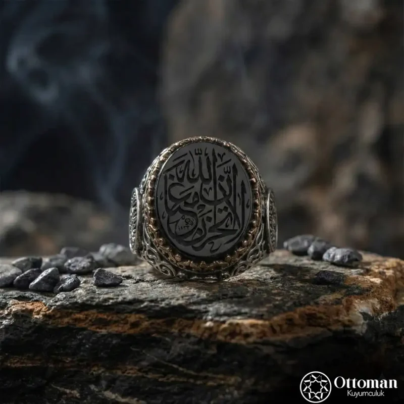 Akik Taşlı Gümüş Erkek Yüzük