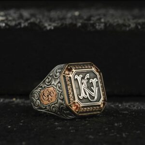 Kişiye Özel Harf Tasarımlı Gümüş Yüzük