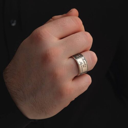 Kişiye Özel İsimli Gümüş Erkek Yüzük