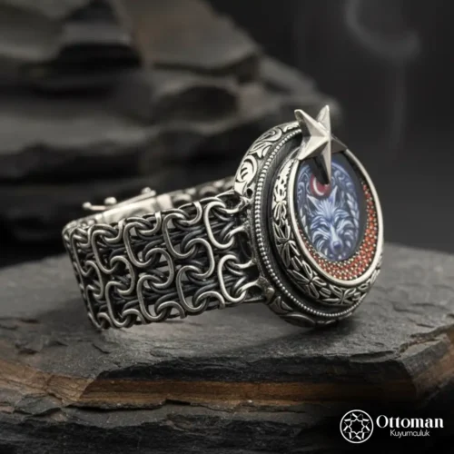 Ay Yıldızlı Mega Gümüş Erkek Bileklik