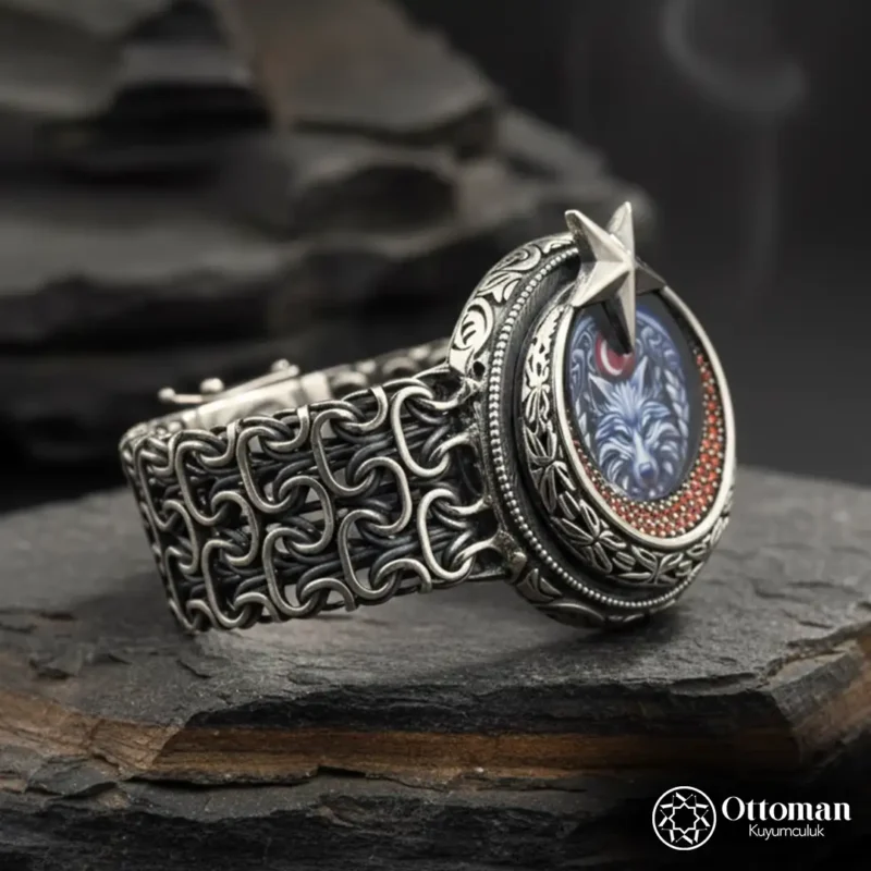 Ay Yıldızlı Mega Gümüş Erkek Bileklik