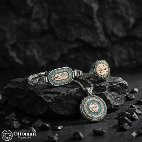 4 Hasbiyallah Üçlü Gümüş Set