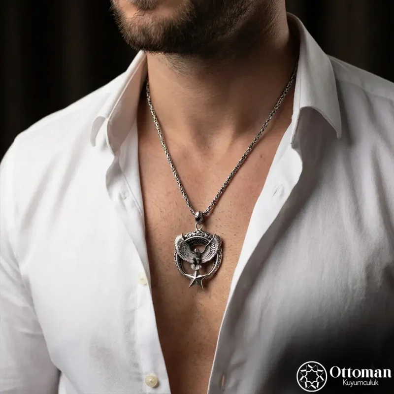 Ay Yıldız Kartal Gümüş Kolye