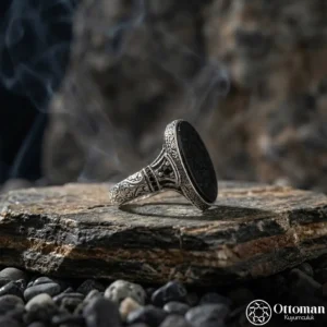 Hat Yazılı Gümüş Erkek Yüzük