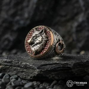 Mikro Taşlı Kurt Gümüş Yüzük
