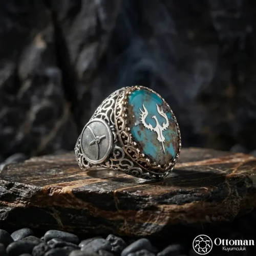 Firuze Taşlı Hiç Gümüş Yüzük