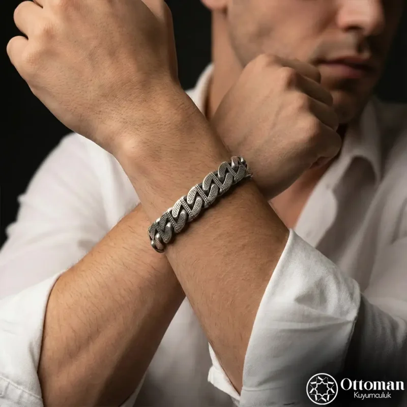 Zincir Gümüş Erkek Bileklik
