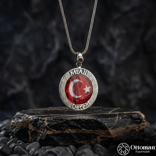 Ay Yıldız Gümüş Erkek Madalyon Kolye