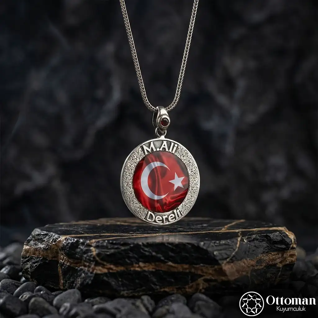 Star and Crescent Silver Men's Medallion Necklace