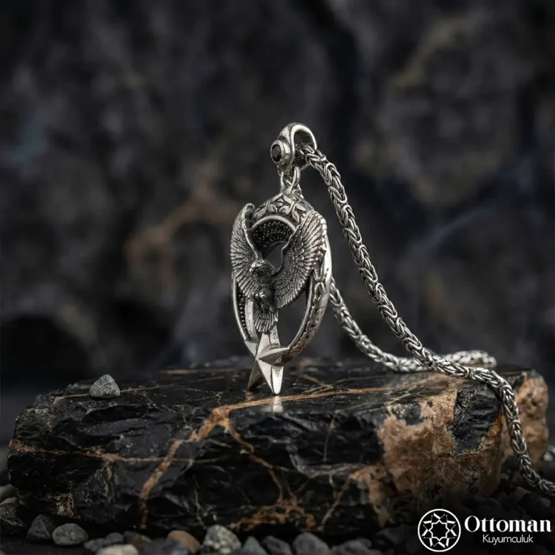 Ay Yıldız Kartal Gümüş Kolye