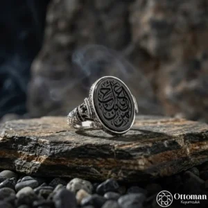 Hat Yazılı Gümüş Erkek Yüzük